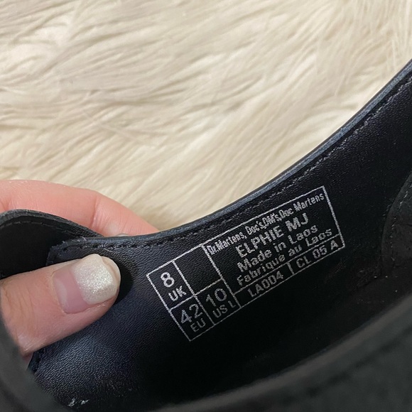 Dr. Martens Elphie Black Virginia Leather Mary Jane Shoes Chunky Ballet Flat 10 - Picture 10 of 12